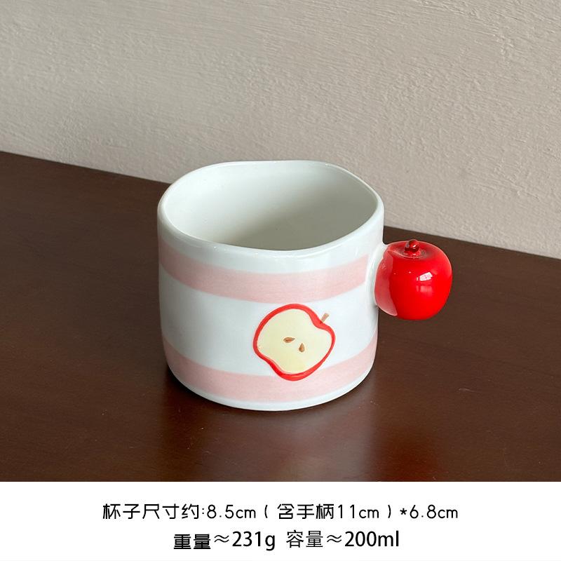 Handmade Creative Apple Ceramic Dinner Plate Cartoon Cute Childlike Ceramic Rice Bowl Household Dessert Bowl Salad Bowl