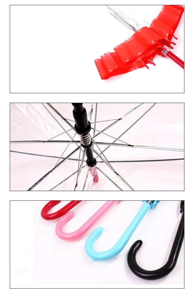 Transparent Automatic Long Bubble 8 Ribs Dome-Shaped Umbrella, Opening, Umbrella, Umbrella, (Red)