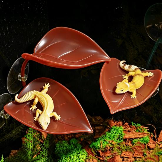Pet Habitat Decor 1/2Pcs Reptile Basking Platform with Suction Cup, Gecko Lizard Turtle Leaf Tree Frog Resting Platform, Tank Terrarium Decorative