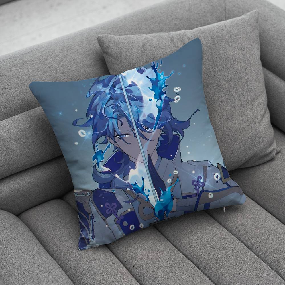 KKamisato Genshin AAyato Impact Print Pattern Sofa Cushion Cover Pillowcase Home Party Car Bedding