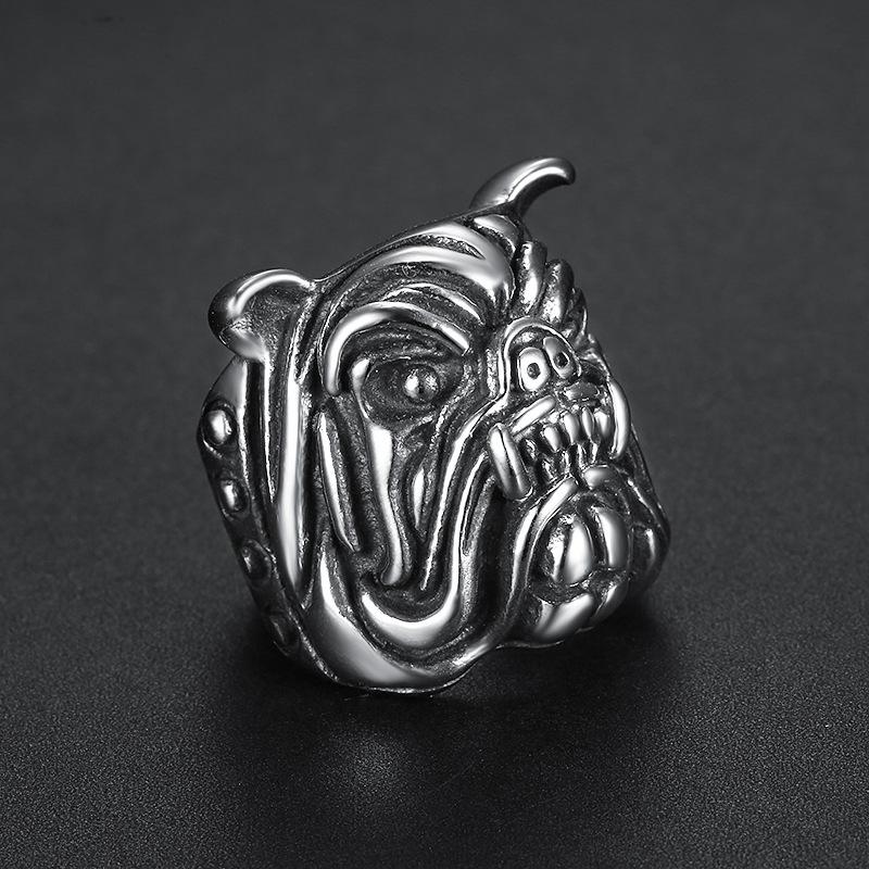 S925 Silver Ring Retro Animal Series Ring Bully Dog Shape Ring for Men and Women