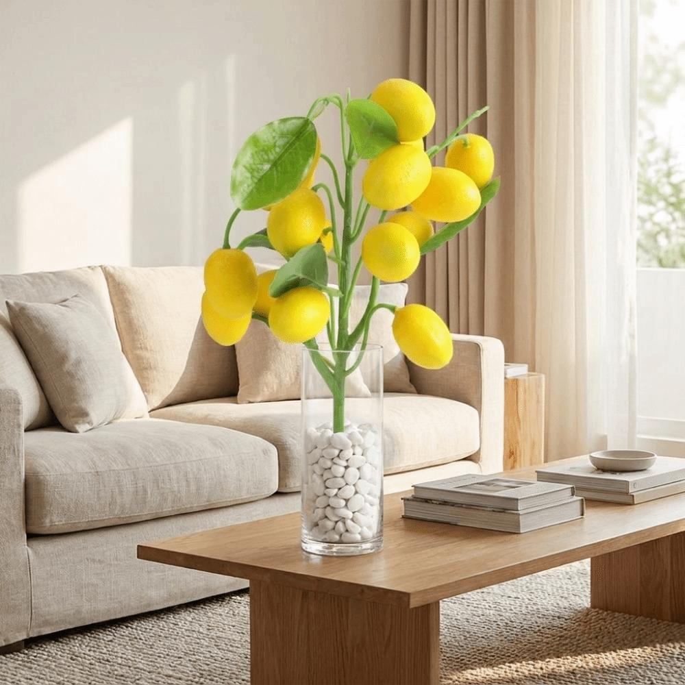 Realistic Artificial Lemon Branches Plastic Fruit Props DIY Fake Strawberry Vase Decoration