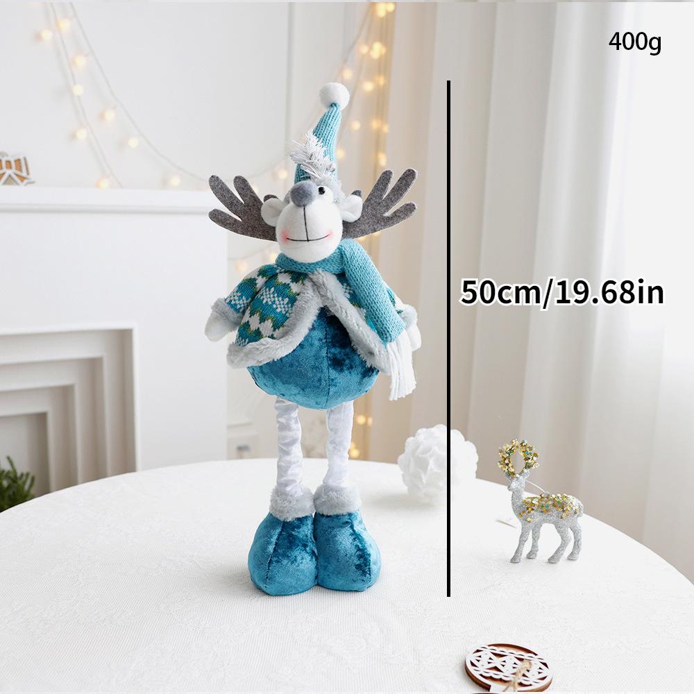 New Telescopic Santa Snowman Reindeer Blue Doll, Stretchable Christmas Decor Figure Ornament Toy Gift for Kids Home Xmas Party