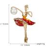 Rinhoo Fashion Ballet Girls Crystal Brooches For Women Cute Rhinestone Gymnastics Ladies Dancer Enamel Pins Figure Badge Jewelry