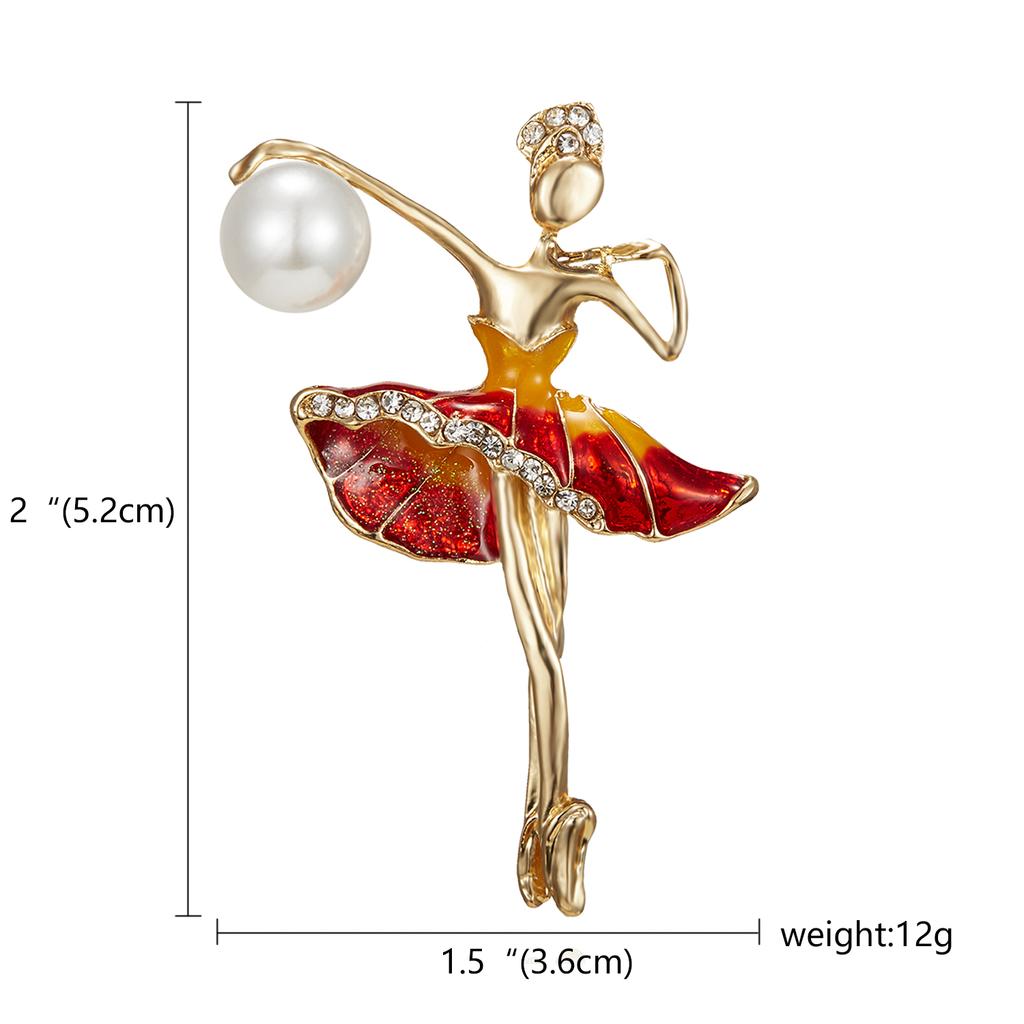 Rinhoo Fashion Ballet Girls Crystal Brooches For Women Cute Rhinestone Gymnastics Ladies Dancer Enamel Pins Figure Badge Jewelry