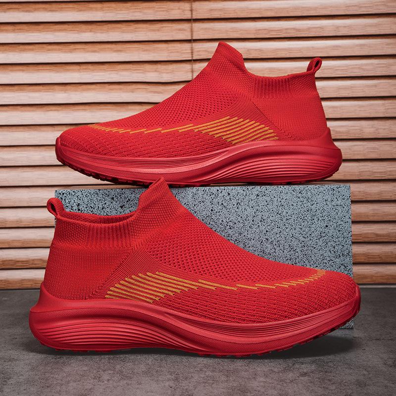 2025 spring fly-woven mesh shoes large size men's shoes casual shoes mesh shoes elastic couple mesh sneakers