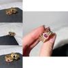 Exquisite Geometric Style Adjustable Open Ring With Colorful Zirconia Stones For Women