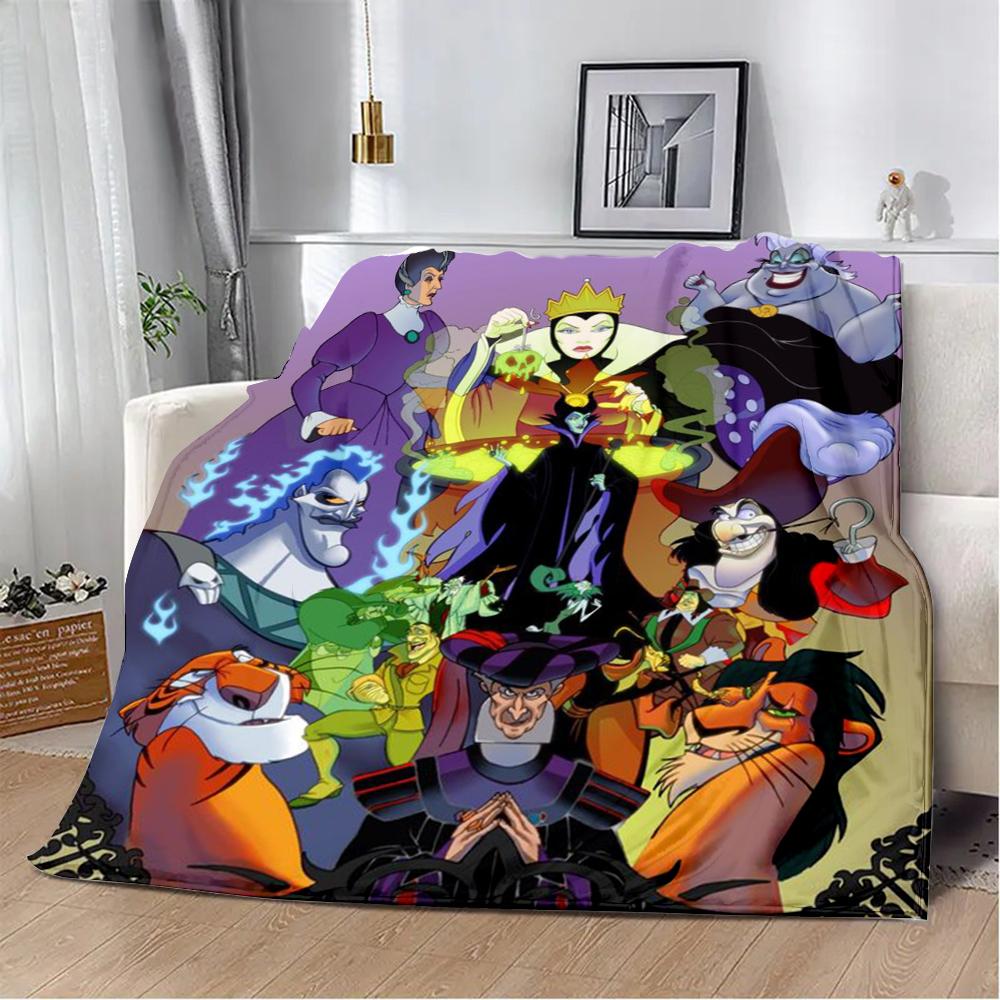 Cartoon Printed Blanket Picnic Blankets Princess Villains Queen Warm Blanket Soft and Comfortable Home Travel Birthday Gift
