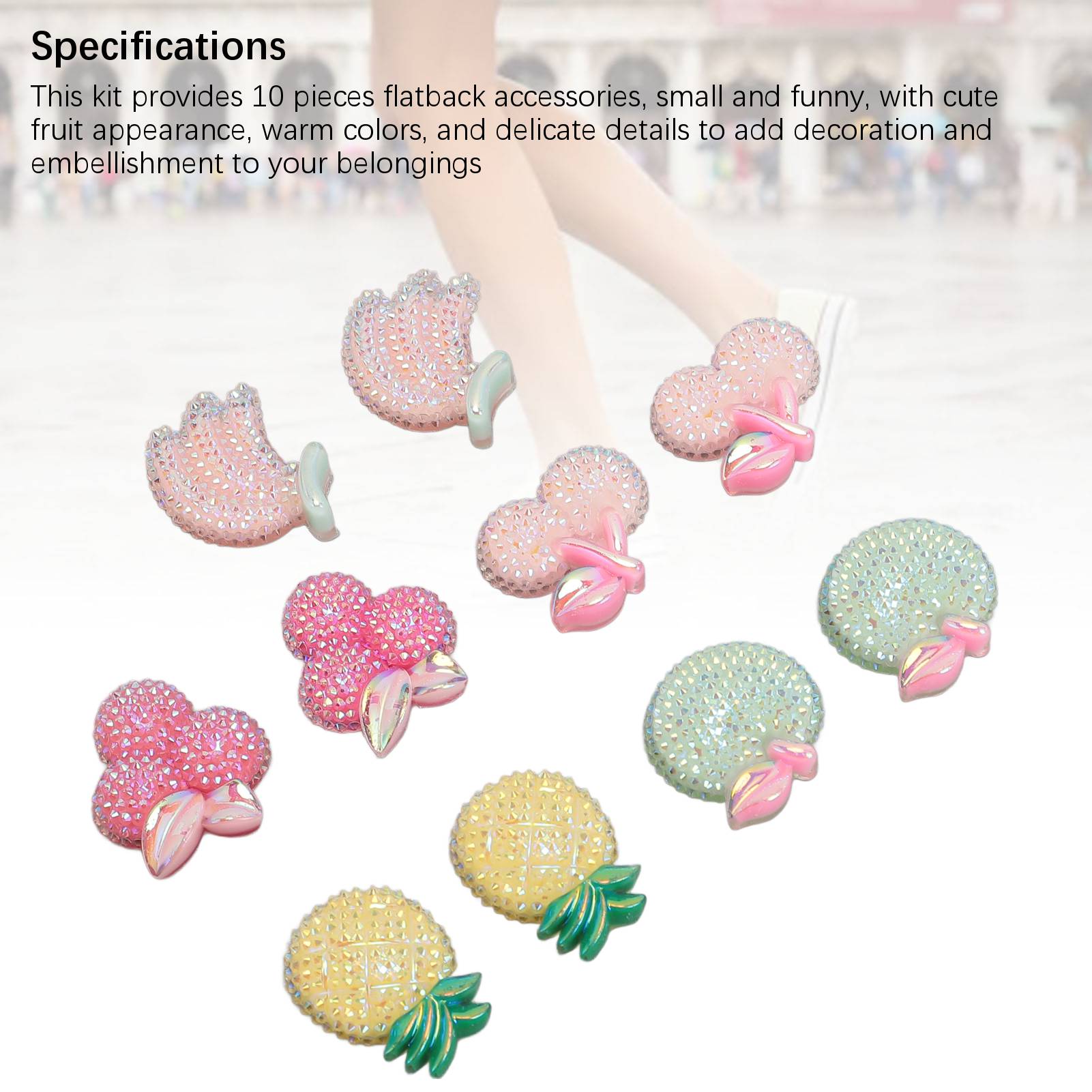 

10PCS Mini Fruit Decorations Flat Bottom Resin Accessories for Phone Case Crafting Scrapbooking