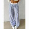 Spring and Autumn Women's Fashionable Striped Floor-length Casual Straight Pants