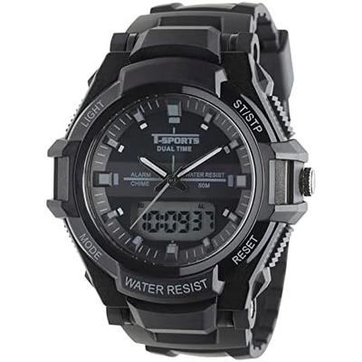 CREPHA Multi-Function Sports Watch TS-AD253-BK Analog Digital 5 ATM Water Resistant Men's Red Urethane Band