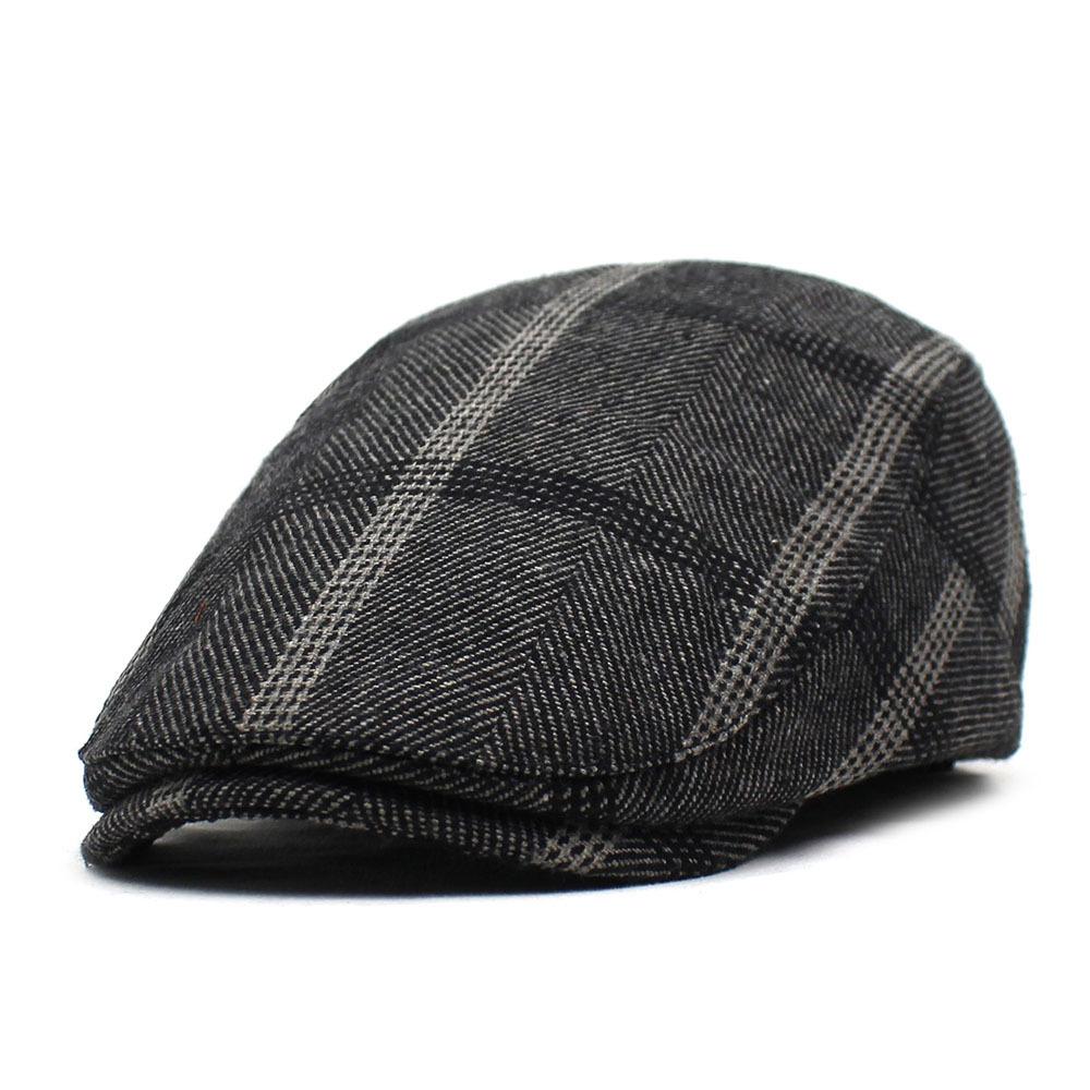 

Men s Beret Casual Plaid Striped Cap Retro Fashion Forward Hat Old Man Hat Warm Hat Adjustable чорний
