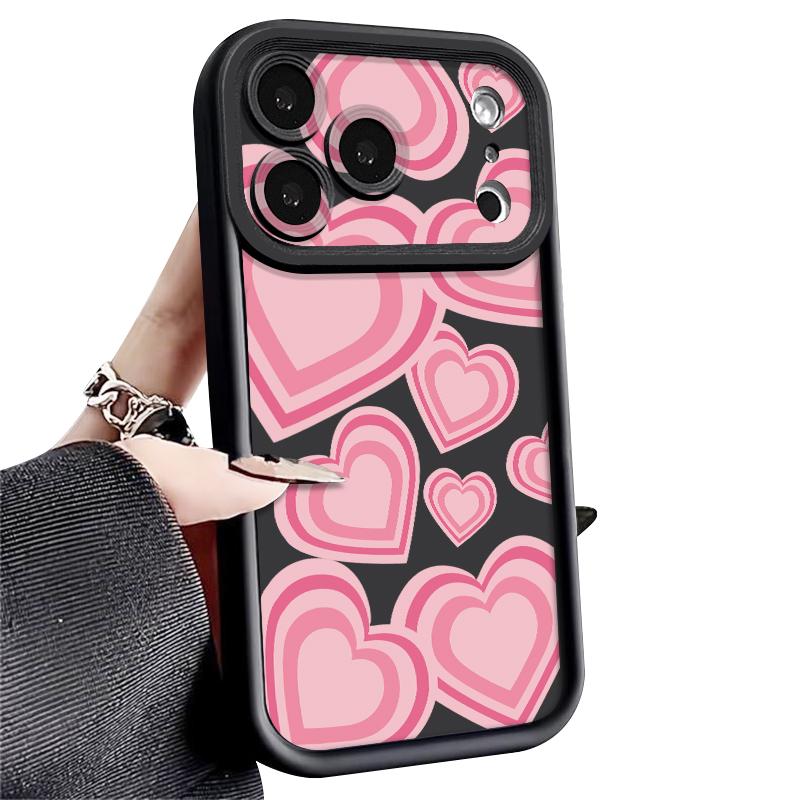 For iPhone 17 Pro Max Case Y2K Retro Gradient Love Hearts Pattern Shockproof Bumper Soft Silicone Cover For iPhone 16 15 14 13 Pro 12 11 16E Air