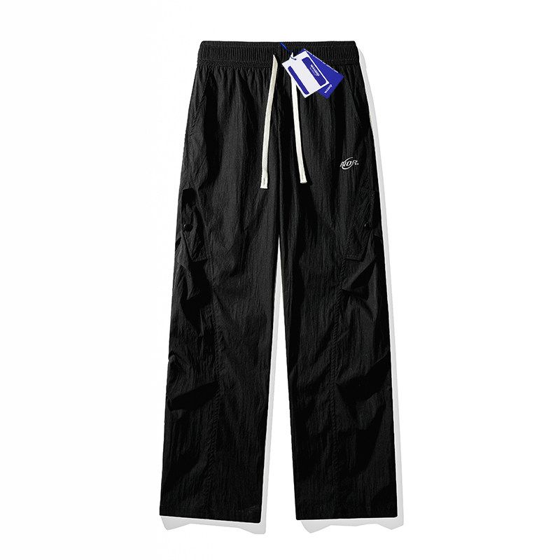 

Wassup American-Style Ice Silk Paratrooper Cargo Pants for Men, Summer Trendy Brand, Loose Casual Quick-Dry Drapey Tactical Long Pants Black 3 XL