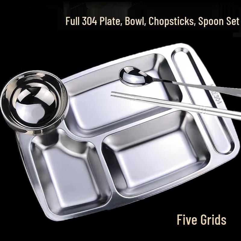 

304 Stainless Steel Five-Compartment Meal Set 5 Sets