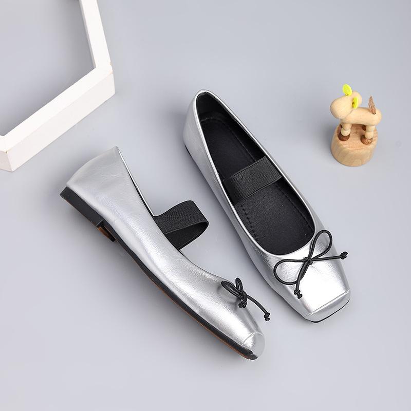 IPPEUM Mary Janes Women Ballet Flats Plus Size 44 Square Toe Pumps Flat 2025 New Ballerina Shoes