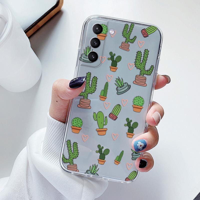 Transparent Case For Samsung Galaxy S23 S 23 Ultra S23 Plus Cover Cartoon Flowers Soft TPU Shockproof Funda For Samsung S24+ Bag