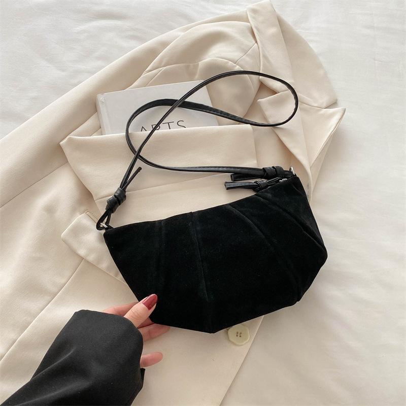 Large capacity splicing croissant 2025 autumn new fashion casual simple crossbody one shoulder dumpling bag women