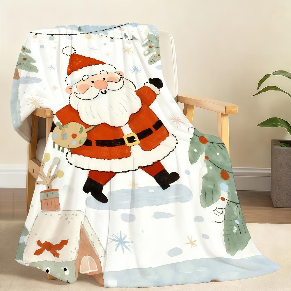 Merry Christmas Santa Claus Blanket Soft Throw Blanket for Home Bedroom Bed Sofa Picnic Travel Office Rest Cover Blanket Gift