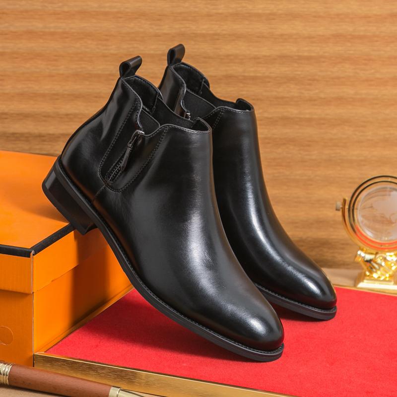 Fashion Fashion Zipper Mens Ankle Boots Casual Slip On Male Walking Booties 2025 New Leather Chelsea Boots Men High Top Shoes Botas