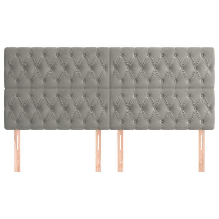 Maison Exclusive - Bettkopfteil Hellgrau 200 x 7 x 118/128 cm Samt