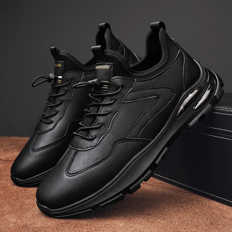 2025 einfarbige trendige Herrenschuhe Winter Arbeit Freizeit Lederschuhe Herren Schnürsenkel bequeme vielseitige Sportschuhe