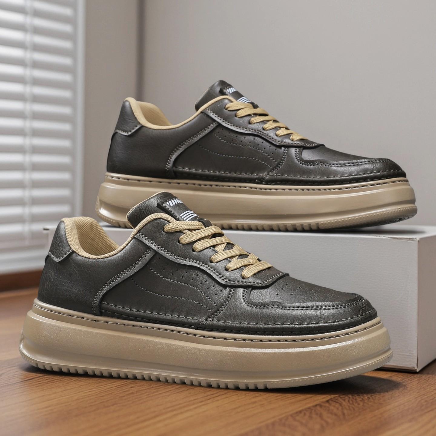 

Мужская обувь 2025 Новая осенняя Ретро Британский стиль Повседневные слипоны Кроссовки для мужчин - Универсальная и прочная спортивная обувь на толстой подошве 43 хаки