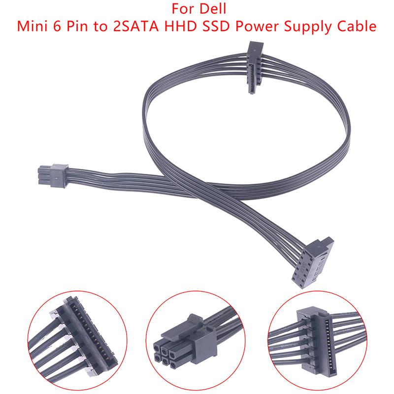 Mini 6 Pin To 2Sata Hhd Ssd Power Supply Cable Optical Drive Power Cord For Dell