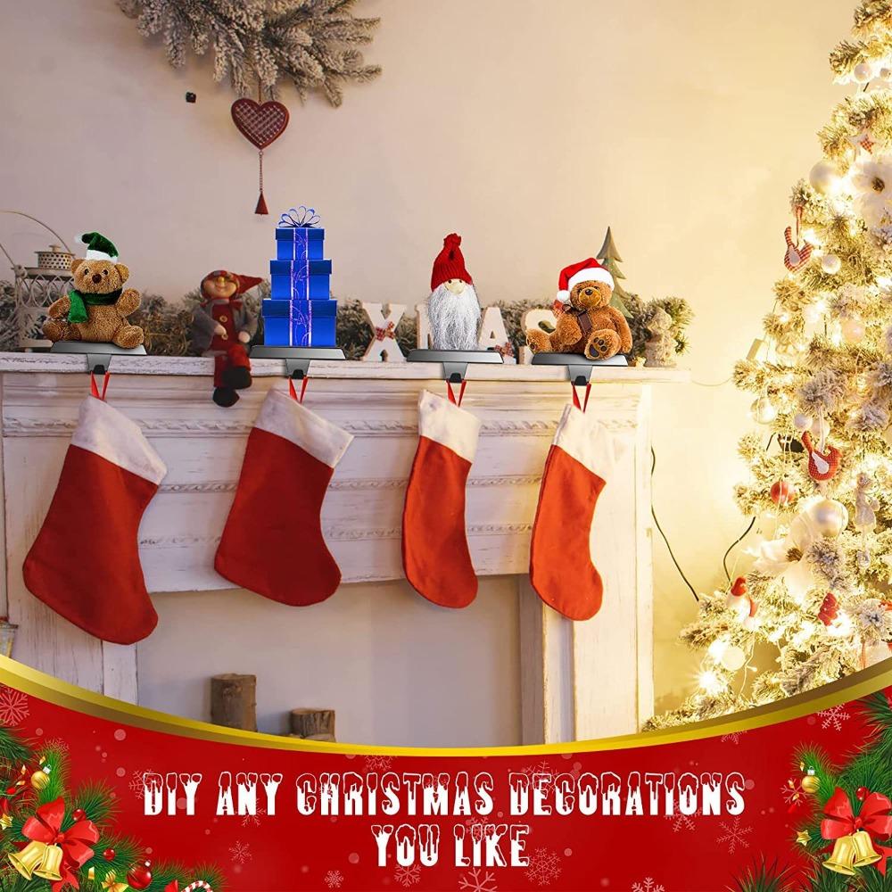 2pcs Large Size Christmas Stocking Hanger Non-Slip Fireplace Hook Christmas Stocking Holder  Table