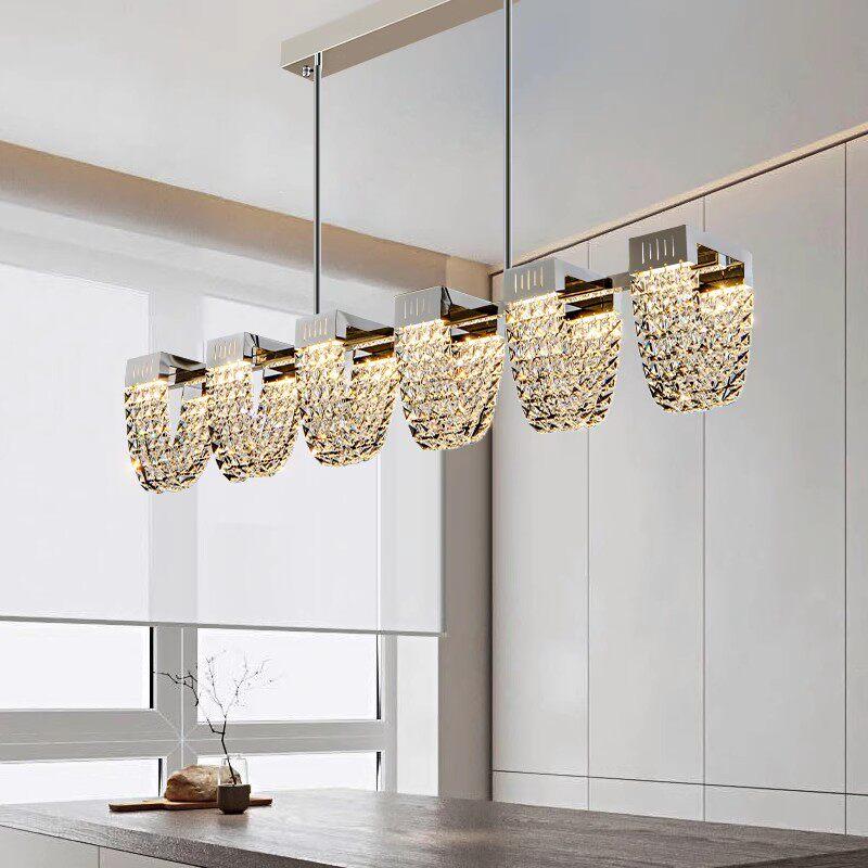 Lámpara de Araña de Cristal Cromado de Lujo Lámparas de Techo Led para Villa Sala de Estar Comedor Dormitorio Decoración del Hogar Posmoderna