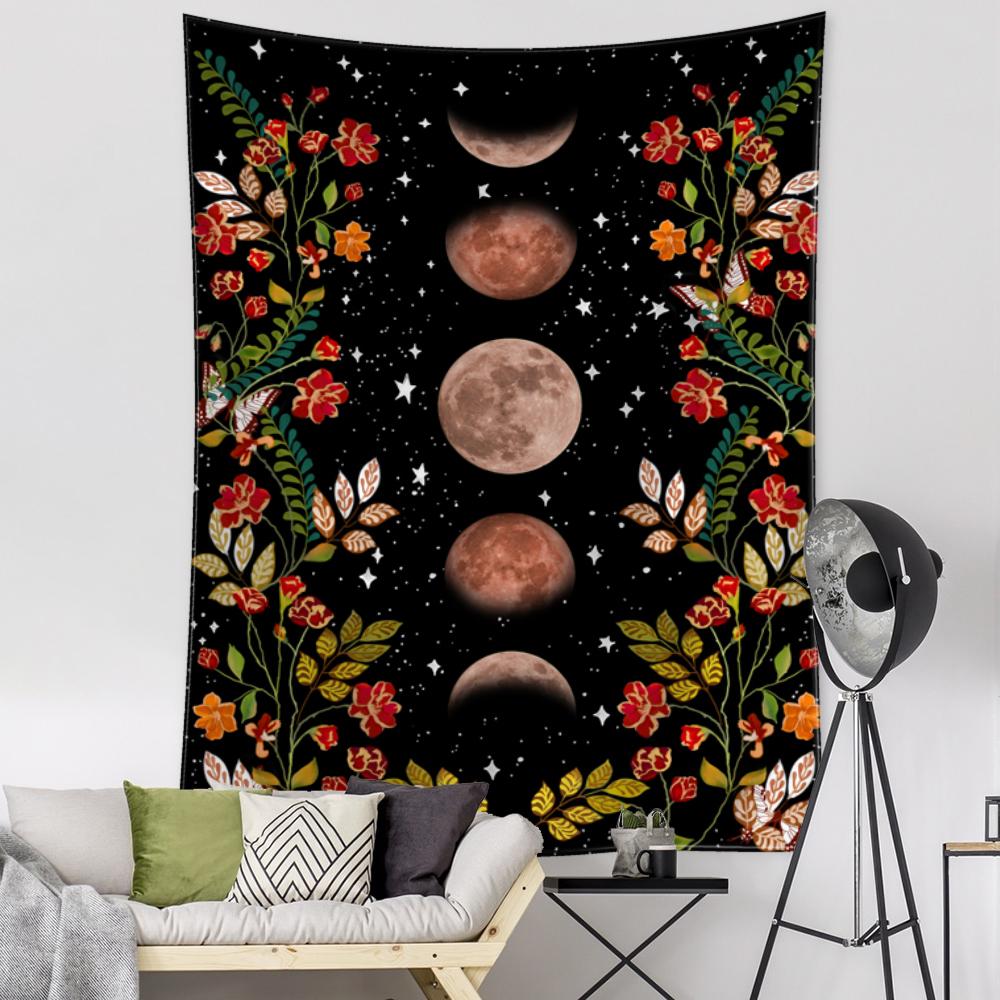 

Ins психоделический цветок гобелен настенный богемный лунный сад спальня фон ткань домашний декор 95x73CM