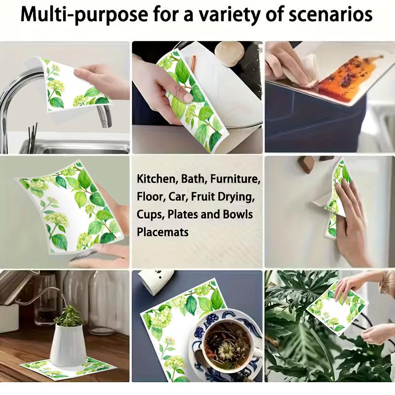 6PCS Cleaning Dishcloths Reusable Kitchen Dish Towels Fresh Watercolor Style Dishcloth Absorbent Lint Free Cloth Washable Duster Rags Tea Towels