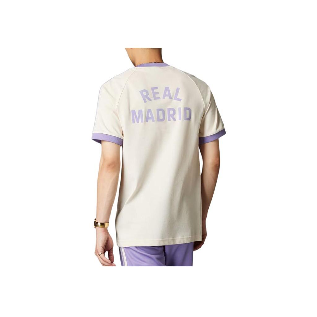 adidas Originals Logo Striped Round Neck Slim Fit Short Sleeve Raglan American Vintage T-Shirt Men Tops Purple IY0057