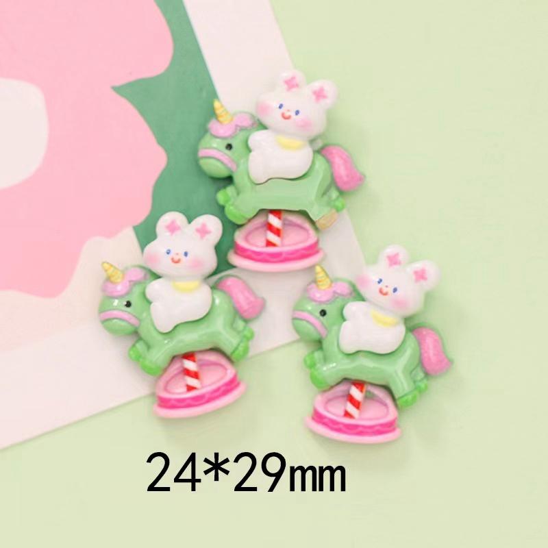 10pcs Amusement Park Airship Train Trojan Horse Resin Cream Glue Phone Case Flat Back Scrapbooking DIY Statue Decoration Crafts