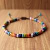 Women's Vintage Style Spacer Bead Woven Multicolor Bracelet, Natural Stone Adjustable Friendship Bracelet