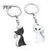 Lightweight Key Ring 2Pcs Black White Cat Keychain for Backpacks, Oil Dripping Enamel Kitten Ring, Metal Bag Schoolbag Charm Decoration Accessories
