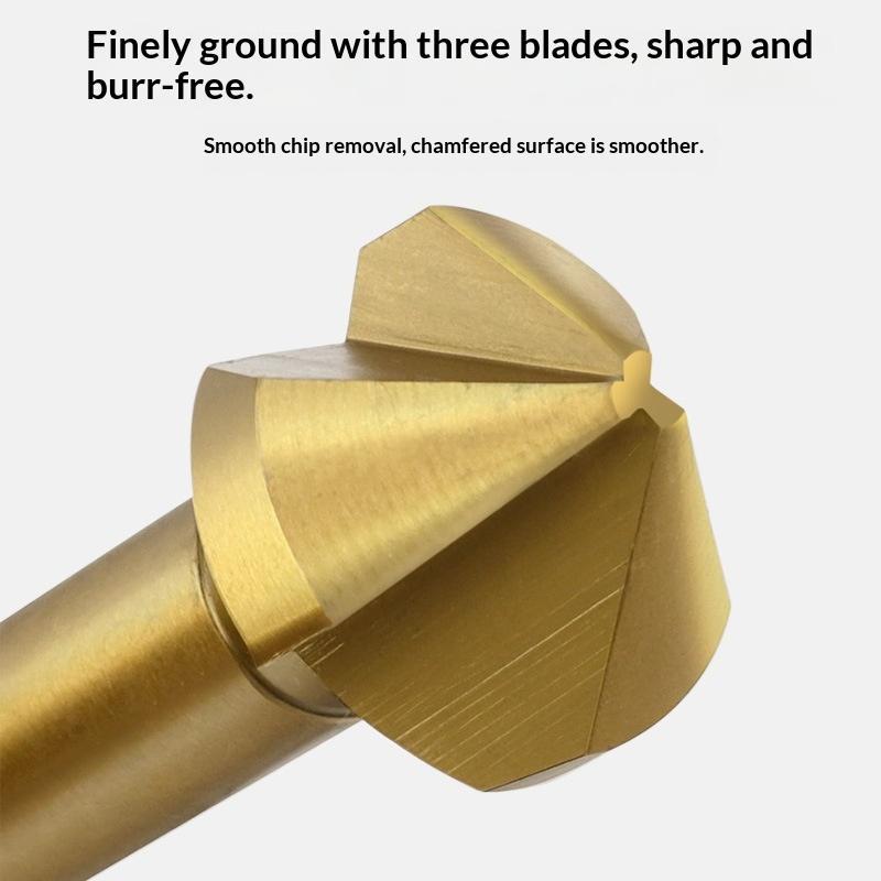 Chamfering End Mill Cutter 90 Degree 3 Flute Round Shank Long Lasting Sharpness for Metal Wood Edge Processing