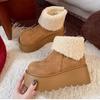 Explosive velvet cotton shoes wasteland wind chic niche thick-soled retro maroon snow boots women's new winter