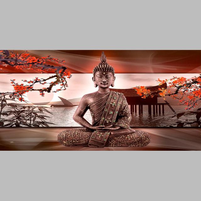 SHEGZHUC 5D Diamond Painting Buddha Con Orchidee – 40x30 Cm, Kit Completo Tela HD Strass Rotondi, Per Adulti - 5