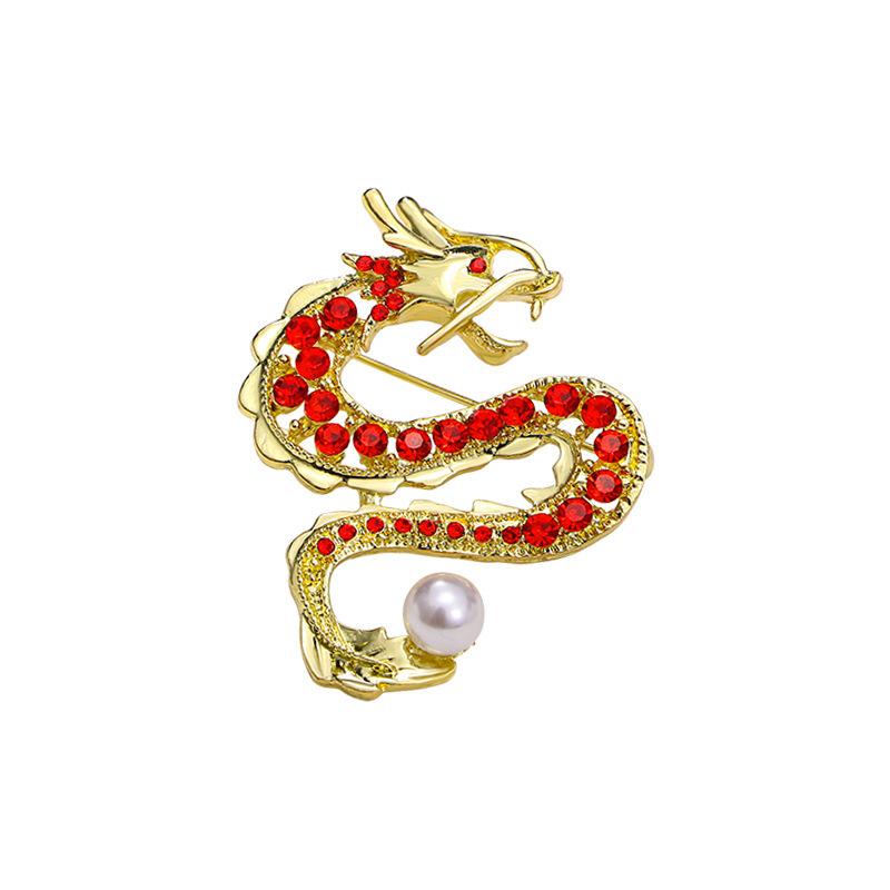 Retro Oil Drip Cartoon Dragon Shape Brooch Zodiac Personality Suit Coat Accessories Pin Jewelry