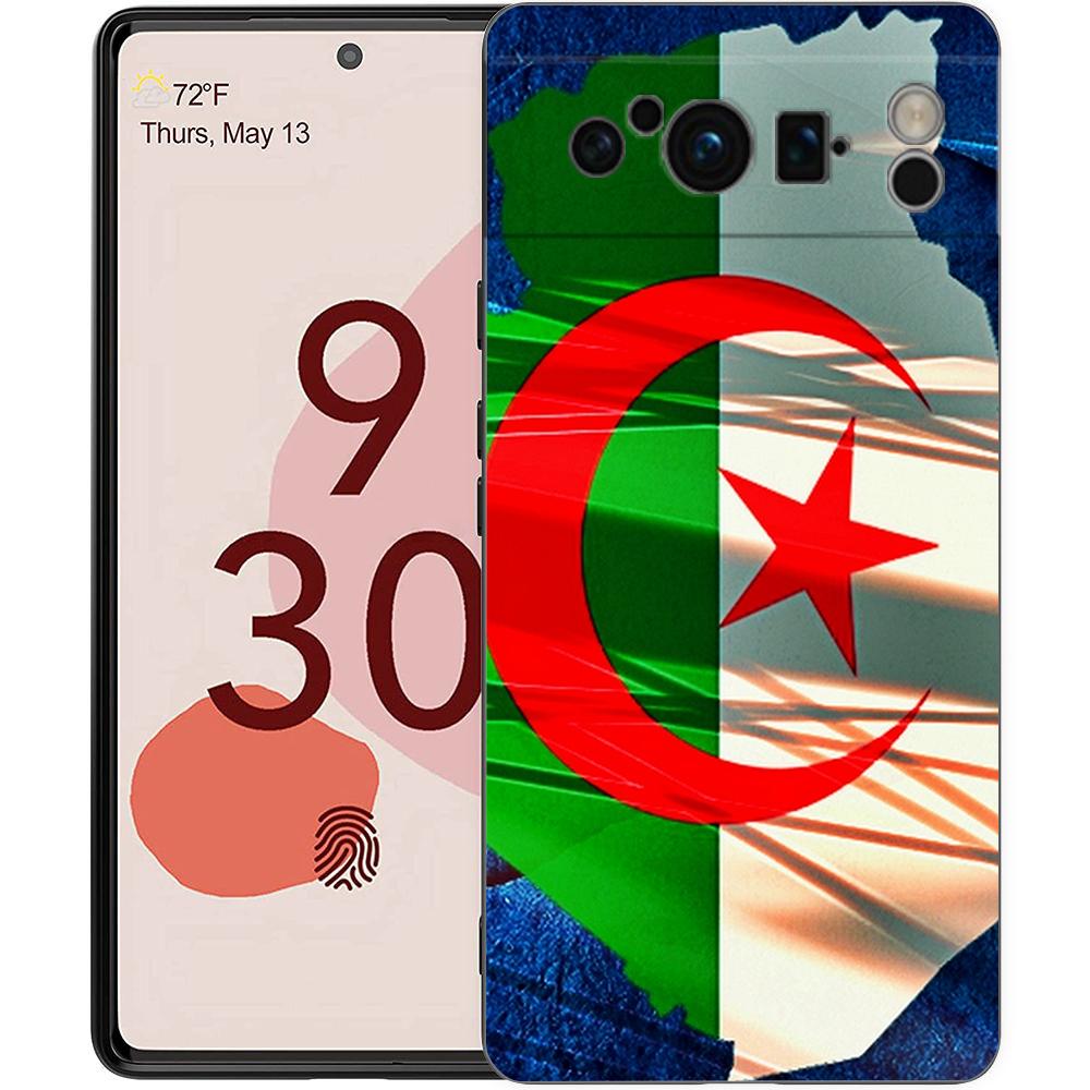 Phone Case For Google Pixel 8 A 7 6 Pro 6A 5G Black Soft Shockproof Back Cover Silicone TPU Shell Coque Algeria Flag