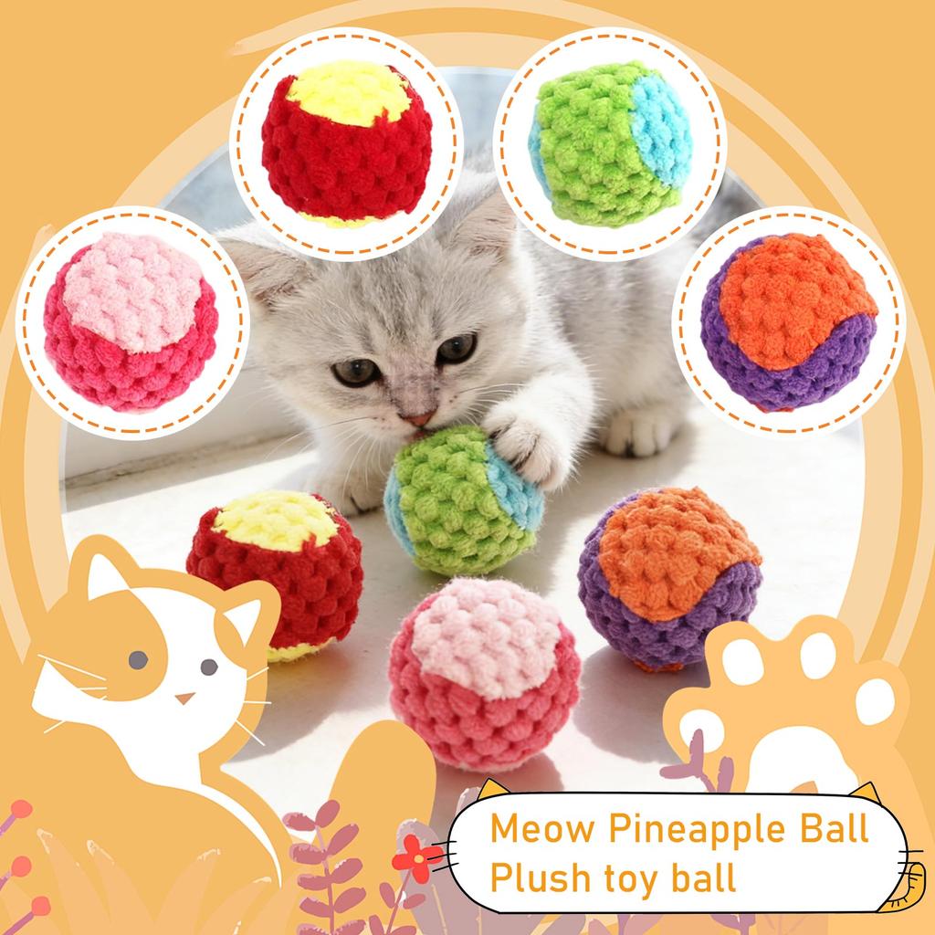Colorful Plush Cats Toy Balls With Crinkle Sound - Interactive Catnip Toys For Kittens & Cats (Random Colors)