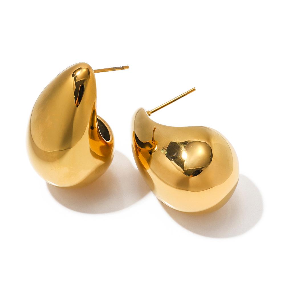

Sleek Summer Water Drop Earrings: European & American Style, Simple & Elegant Electroplated Design