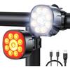 Babacom Bike Lights [8+7 Modes], USB Rechargeable Bike Lights Front and Back, Ultra Bright with Spotlight & Floodlight, IP65 Waterproof Bicycle Light