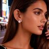 Elegant S925 Silver Camellia Pearl Stud Earrings for Women - Light Luxury Vacation Style
