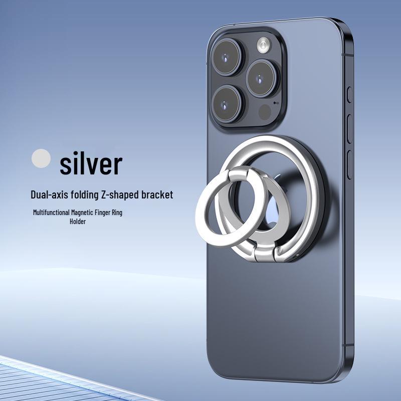 

Магнітна підставка для телефону з подвійним кільцем MagSafe: Міцний кільце-тримач для пальця та настільне кріплення з наклейкою на задню кришку чохла