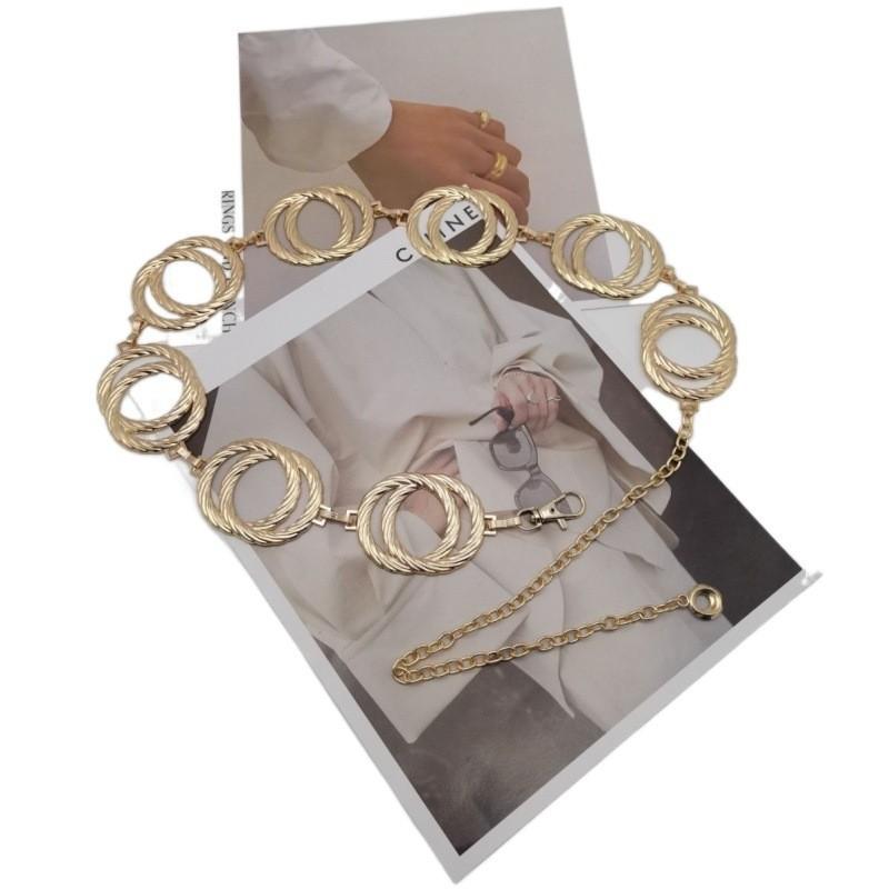 Stylish 2024 Korean Fashion Women's Double Ring Metal Chain Waist Chain Accessory