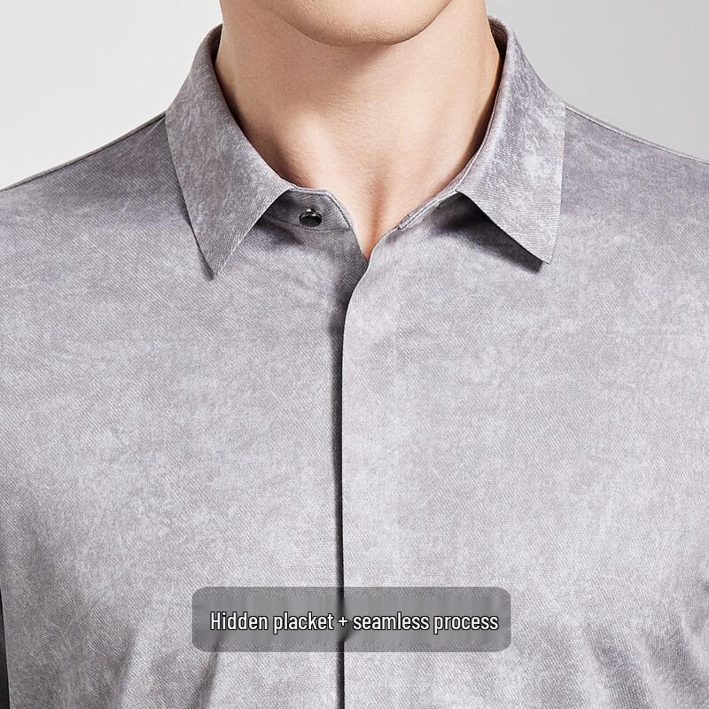 Men's Mulberry Silk & Modal Print Long Sleeve Shirt