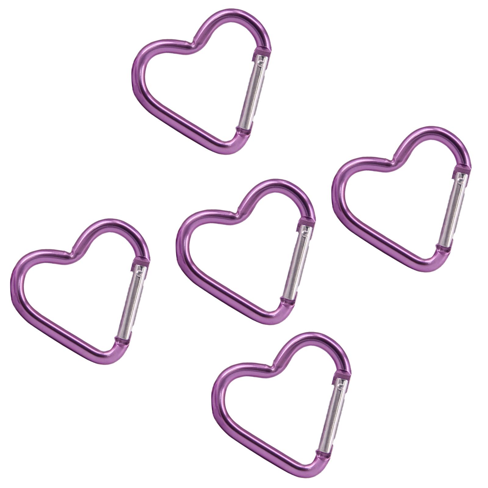 

5 шт. пружинный зажим в форме сердца из алюминиевого сплава, брелоки, подвески, пряжки, карабины, брелки, зажимы для сумок, крючки, соединители светло-фиолетовый