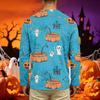 Men's Long Sleeve Casual T-Shirt Crew Neck Printed Halloween Pumpkin Pattern Top Comfortable Fit Lightweight Fabric